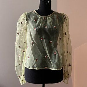 Sheer Floral Embroidery Top